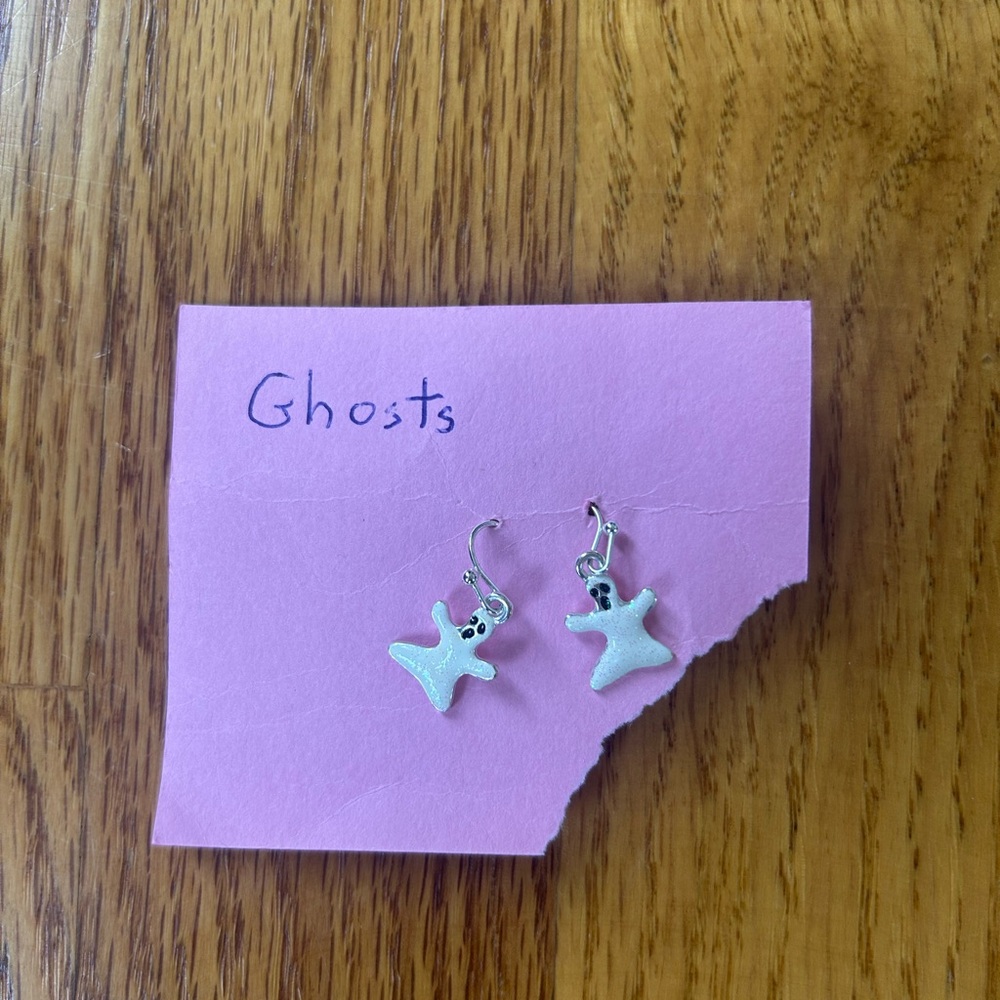 Charming Silver Ghost Earrings